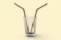 A conceptual image of a glass with two straws