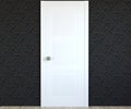 3d rendering of conceptual picture - white door with cactus handle in black stucco interior design Royalty Free Stock Photo
