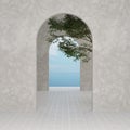 3D rendering Concrete Archway Leads to the Sea, Concrete Arch W