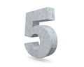 3D rendering concrete number 5 five. 3D render Illustration. Royalty Free Stock Photo