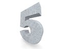 3D rendering concrete number 5 five. 3D render Illustration. Royalty Free Stock Photo