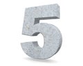 3D rendering concrete number 5 five. 3D render Illustration. Royalty Free Stock Photo