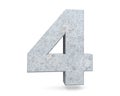 3D rendering concrete number 4 four. 3D render Illustration. Royalty Free Stock Photo