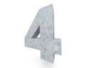 3D rendering concrete number 4 four. 3D render Illustration. Royalty Free Stock Photo