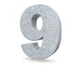 3D rendering concrete number 9 nine. 3D render Illustration. Royalty Free Stock Photo