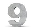3D rendering concrete number 9 nine. 3D render Illustration Royalty Free Stock Photo