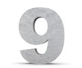 3D rendering concrete number 9 nine. 3D render Illustration Royalty Free Stock Photo