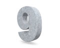 3D rendering concrete number 9 nine. 3D render Illustration. Royalty Free Stock Photo