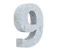 3D rendering concrete number 9 nine. 3D render Illustration. Royalty Free Stock Photo