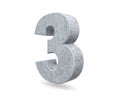 3D rendering concrete number 3 three. 3D render Illustration. Royalty Free Stock Photo