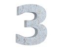 3D rendering concrete number 3 three. 3D render Illustration. Royalty Free Stock Photo