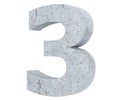 3D rendering concrete number 3 three. 3D render Illustration. Royalty Free Stock Photo