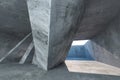 3d rendering, concrete room with creative construction