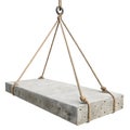 3D Rendering of Concrete Slab Hanging on Hook with Two Ropes Royalty Free Stock Photo