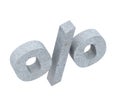 3D rendering concrete symbol - percent. 3D render Illustration