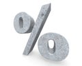 3D rendering concrete symbol - percent. 3D render Illustration. Royalty Free Stock Photo
