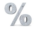 3D rendering concrete symbol - percent. 3D render Illustration. Royalty Free Stock Photo