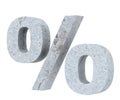 3D rendering concrete symbol - percent. 3D render Illustration. Royalty Free Stock Photo