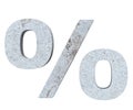 3D rendering concrete symbol - percent. 3D render Illustration. Royalty Free Stock Photo