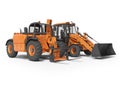 3D rendering construction equipment multifunctional tractor and telescopic excavator on white background with shadow