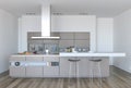 3d rendering of contemporary beige kitchen