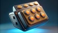 3D rendering of a control panel with glowing buttons Royalty Free Stock Photo