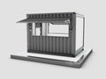 3d Rendering of Converted old shipping container into cafe, clipping path included