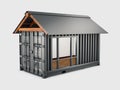 3d Rendering of Converted old shipping container into house, clipping path included
