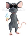 3D rendering of a cool cartoon mouse eating ice cream