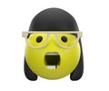 3D Rendering cool emoji with sunglass and black hair icon, minimal 3d render illustration