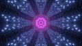 3D rendering of a cool octagon kaleidoscopic futuristic tunnel in blue and pink vibrant colors