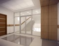 3D rendering corridor of ofice building Royalty Free Stock Photo