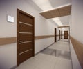 3D rendering corridor of ofice building Royalty Free Stock Photo