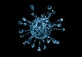 3d rendering of COVID-19 SARS,Coronaviridae , SARS-CoV, SARSCoV, virus 2020 , MERS-CoV ,chinese virus 2019-nCoV on black Royalty Free Stock Photo