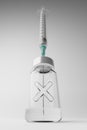 3D rendering Covid-19 vaccine syringe with Cross symbol in bottle, Side effects problem wrong choice Vaccination Campaign for Herd