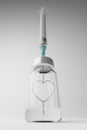 3D rendering Covid-19 vaccine syringe with Love Heart symbol in bottle, Sponsor support Vaccination Campaign for Herd immunity