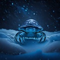 3d rendering of a crab in the snow under the moonlight AI Generated Royalty Free Stock Photo