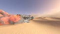 3D rendering of a crashed spaceship