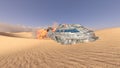 3D rendering of a crashed spaceship