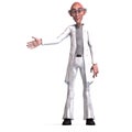 3D-illustration of a cute and funny mad scientist shows the way Royalty Free Stock Photo