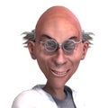 3D-illustration of a evil and funny mad scientist protrait Royalty Free Stock Photo
