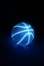 3D Rendering of creative basketball with glowing neon seams