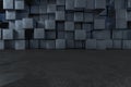 3d rendering, creative cubes wall with floor