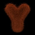 3D Rendering Creative Illustration Ginger Orangutan Furry Letter Y