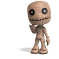3D-illustration of a cute looking but dangerous voodoo doll