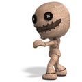 3D-illustration of a cute looking but dangerous voodoo doll