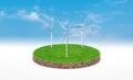 3d rendering. Cross section of green grass with wind turbine Royalty Free Stock Photo