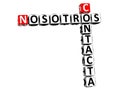 3D Rendering Crossword Contacta Nosotros Word Over White Background.