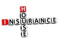 3D Rendering Crossword House Insurance Word Over White Background. Royalty Free Stock Photo