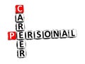 3D Rendering Crossword Personal Career over white background.